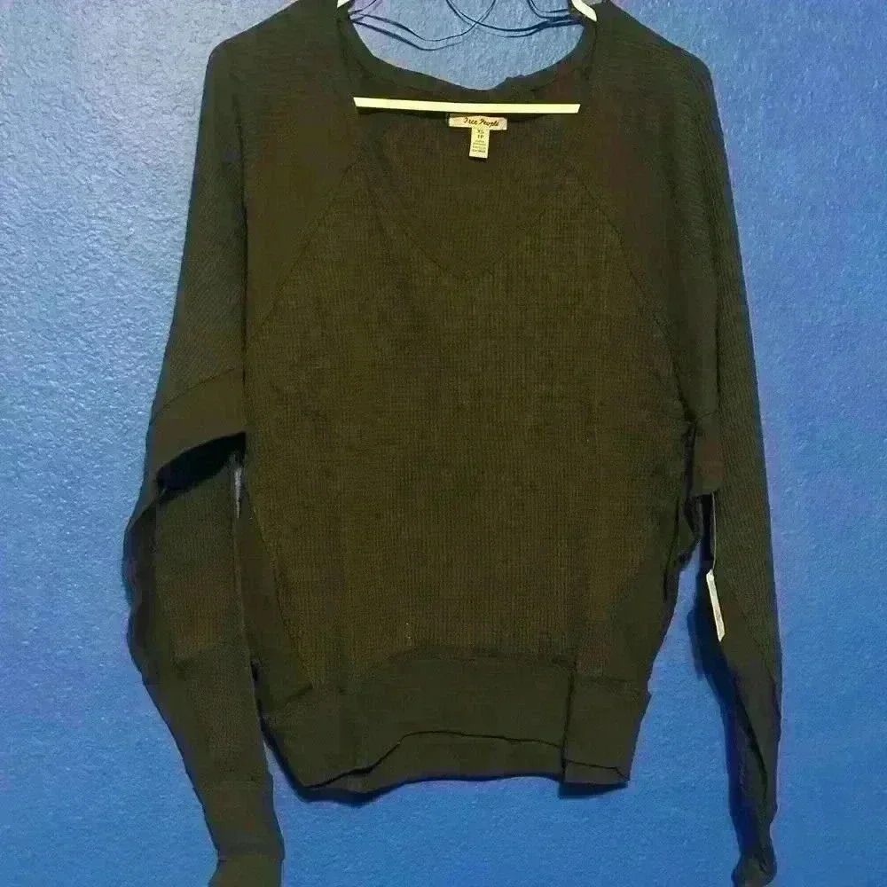 Free People Santa Clara Thermal Black NWT MSRP $78 - Picture 4 of 9